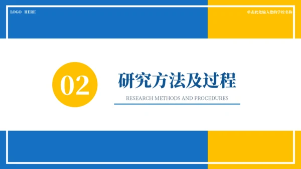 蓝黄色简约学术毕业论文答辩PPT模板