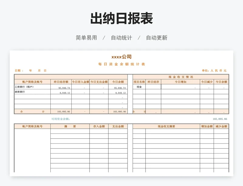出纳日报表