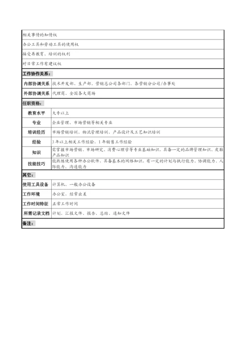 营销总公司产品管理岗位说明书.docx