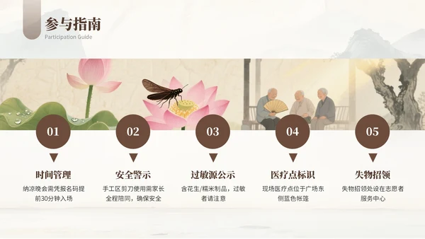 浅棕色复古小暑节气社区活动PPT模板