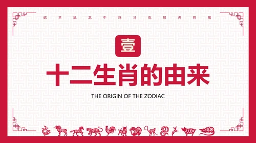 国风纹理中国传统文化十二生肖主题科普PPT模板