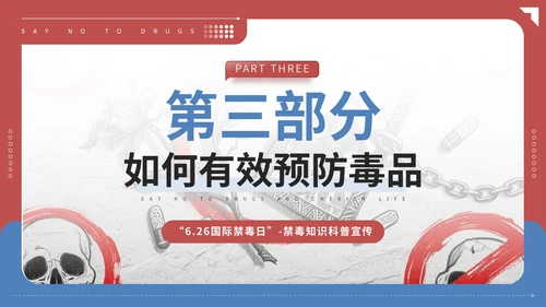 红蓝配色简约禁毒知识宣传PPT模板