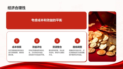 红色商务风研学旅行红色路线规划介绍PPT模板