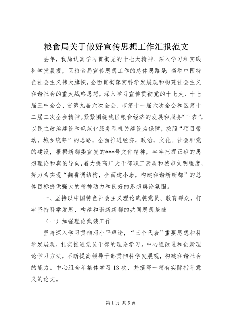 粮食局关于做好宣传思想工作汇报范文.docx