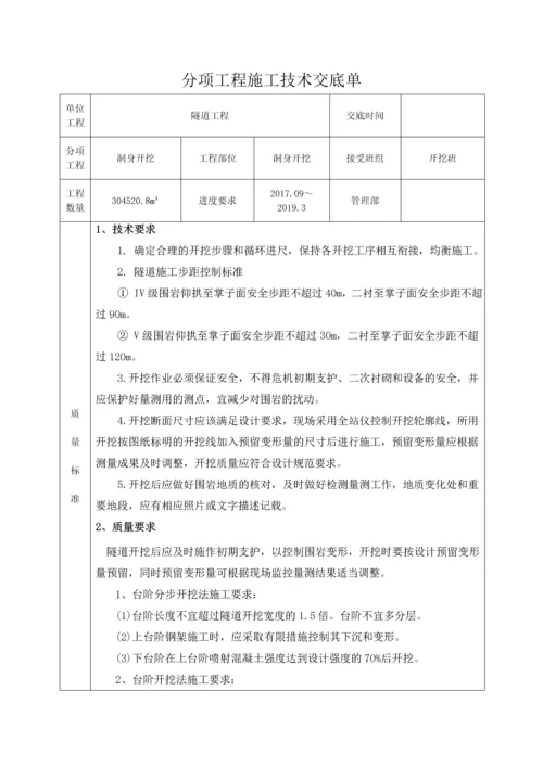 石窑村2号隧道洞身开挖坡施工技术交底.docx