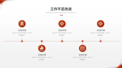 红色简约翻转月度工作总结工作汇报工作计划ppt模板