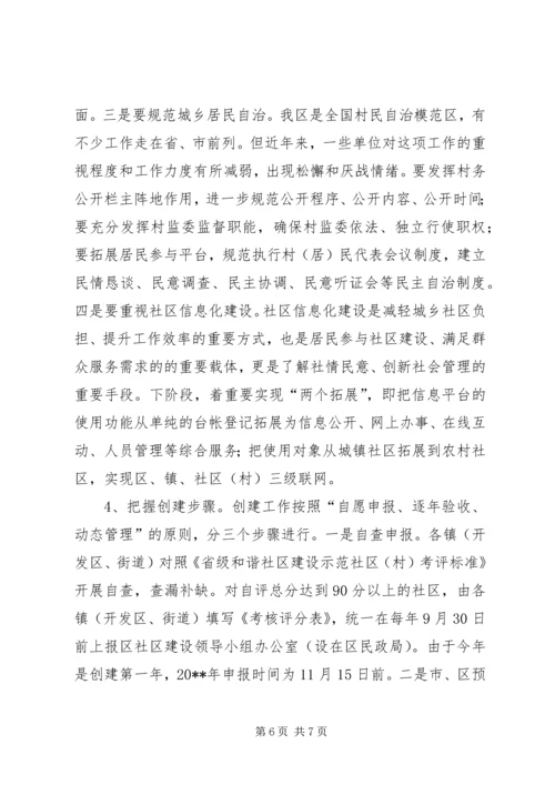 城乡和谐社区建设推进会讲话.docx