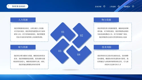 蓝色商务科技风汇报总结通用PPT模板