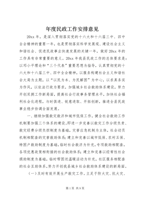 年度民政工作安排意见.docx