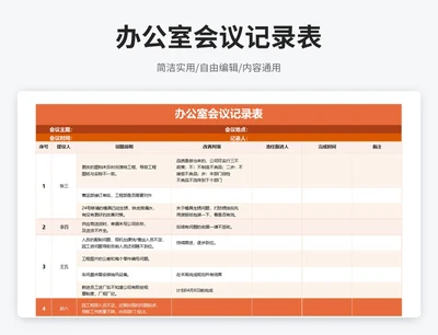 简约风办公室会议记录表