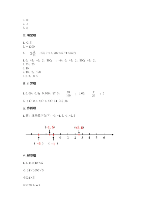 沪教版小学数学六年级下册期末检测试题带答案（达标题）.docx