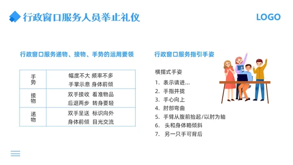 蓝色简约行政窗口服务礼仪PPT模板宣传PPT动态PPT窗口服务礼仪培训