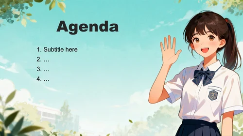 绿色清新卡通风学生会自我介绍PPT主题模板