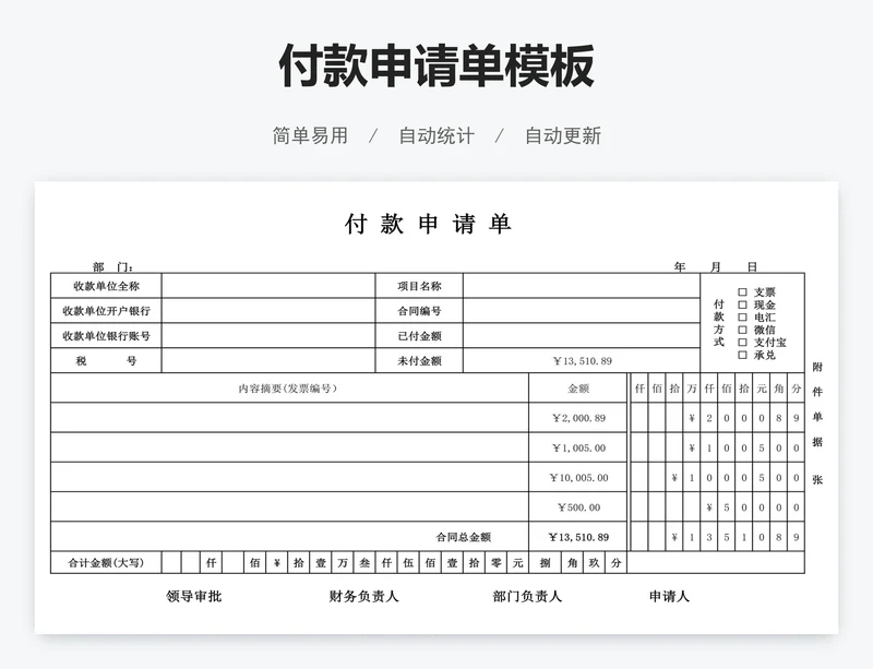 付款申请单模板