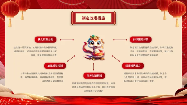 红色蛇年大吉工作计划PPT模板