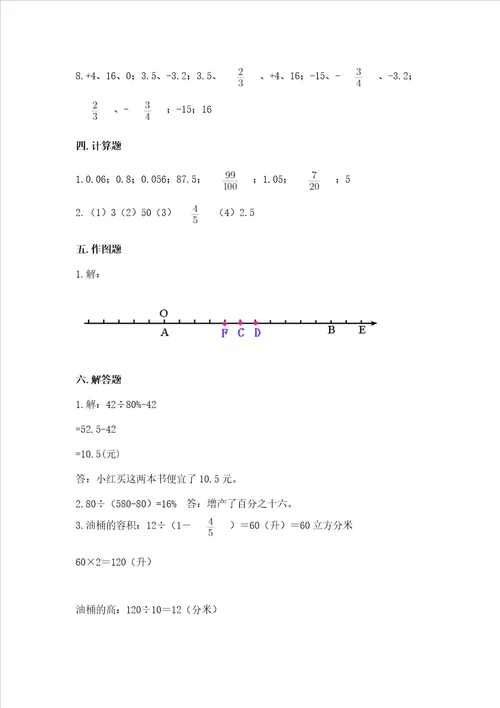 小学六年级下册数学 期末测试卷精品名校卷
