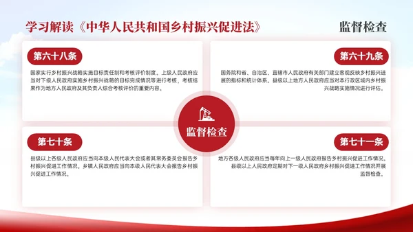 红色简约乡村振兴促进法解读学习PPT模板