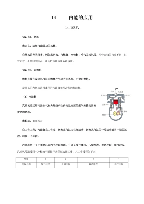 2023年人教版九年级内能的应用知识点全面总结.docx