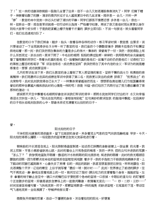 [应用]中考满分作文：阳光灿烂的日子(多篇)