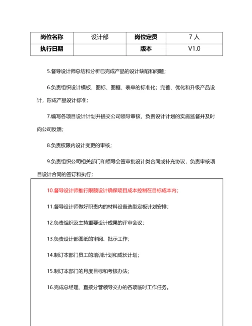 设计部部门职责及岗位职责说明书.docx