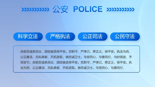 蓝色大气公安警察主题年年终总结PPT