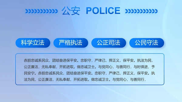 蓝色大气公安警察主题年年终总结PPT