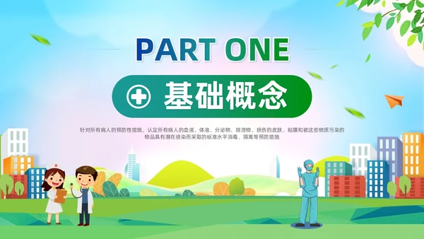 清新展板风简约增强防护意识实施标准预防会议报告PPT模板