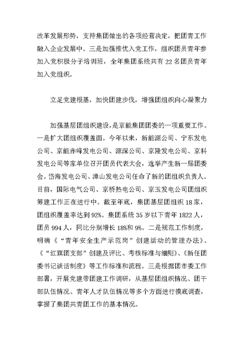 公司团委年终汇报小结