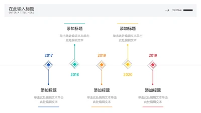 简约风流程时间轴5项PPT内容页