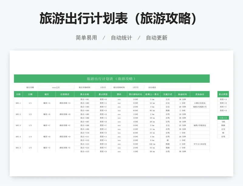 旅游出行计划表（旅游攻略）
