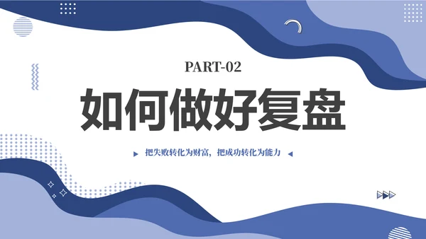 蓝色简约几何图形如何做好复盘工作培训PPT
