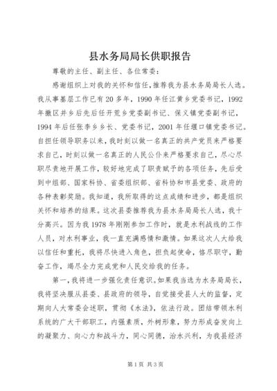 县水务局局长供职报告.docx