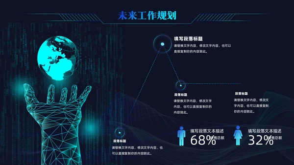 科技风科技感线条公司领导工作总结汇报