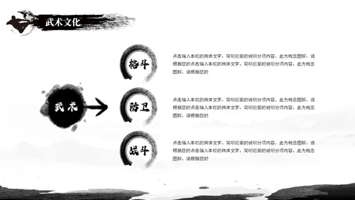 简约黑白泼墨中国风中国武术文化培训ppt模板中国传统文化