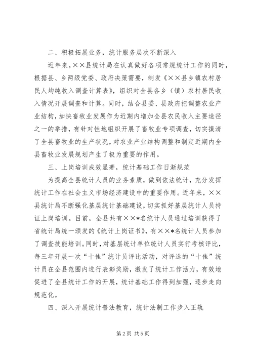 县统计局创建文明机关汇报材料.docx