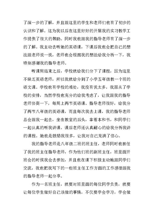 英语见习教师工作总结