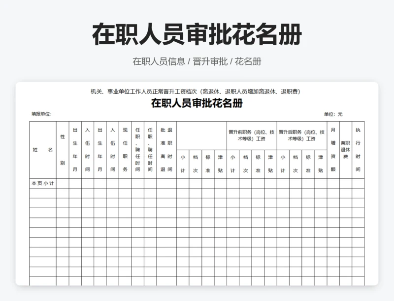在职人员审批花名册