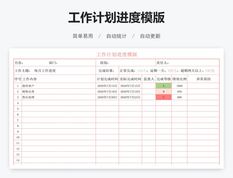 工作计划进度模版