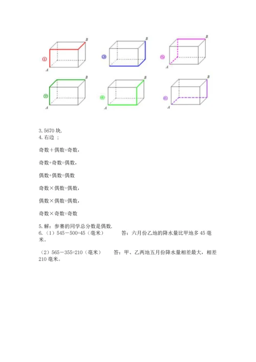 人教版五年级下册数学期末测试卷及参考答案（夺分金卷）.docx