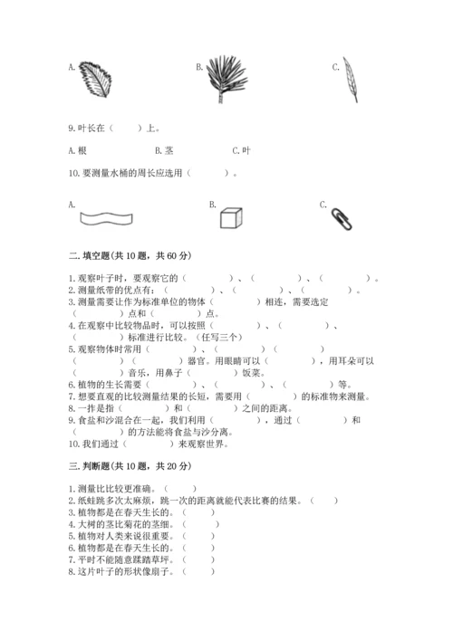 教科版一年级上册科学期末测试卷往年题考.docx