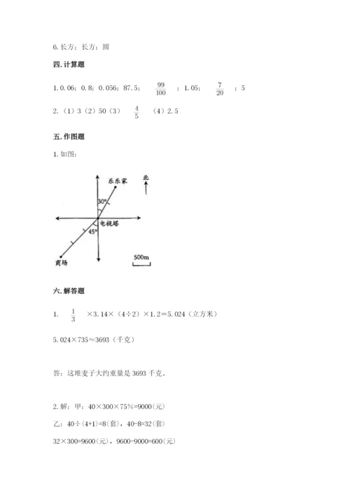 齐齐哈尔市泰来县六年级下册数学期末测试卷精品.docx