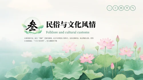 绿色清新中式二十四节气小暑科普教学课件PPT模板