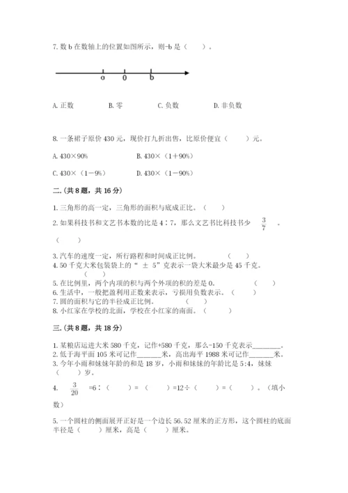 西师大版数学小升初模拟试卷附完整答案（有一套）.docx