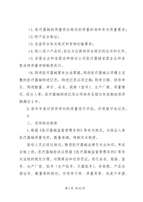 产品质量管理制度文件目录.docx