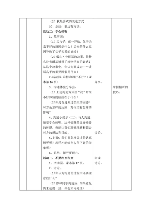 【核心素养目标】2.学会沟通交流第3课时----与人沟通讲方法 教案