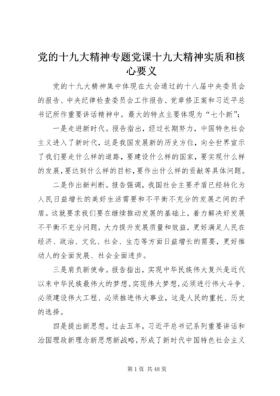 党的十九大精神专题党课十九大精神实质和核心要义.docx