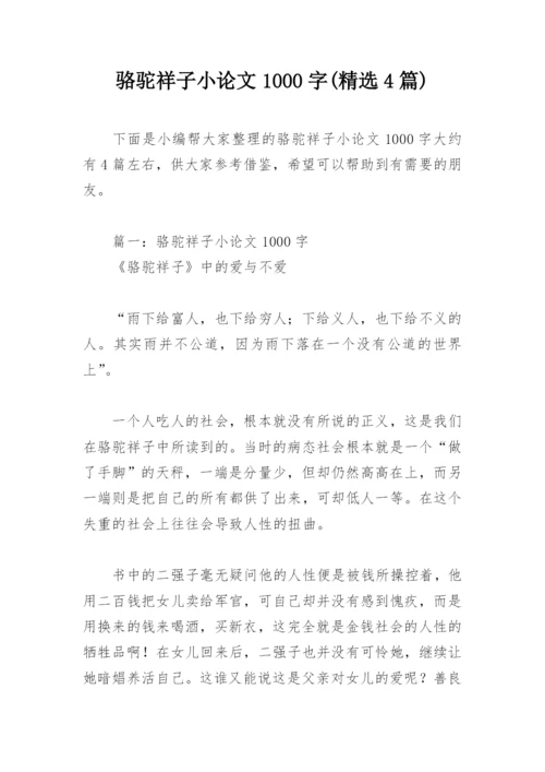 骆驼祥子小论文1000字(精选4篇).docx