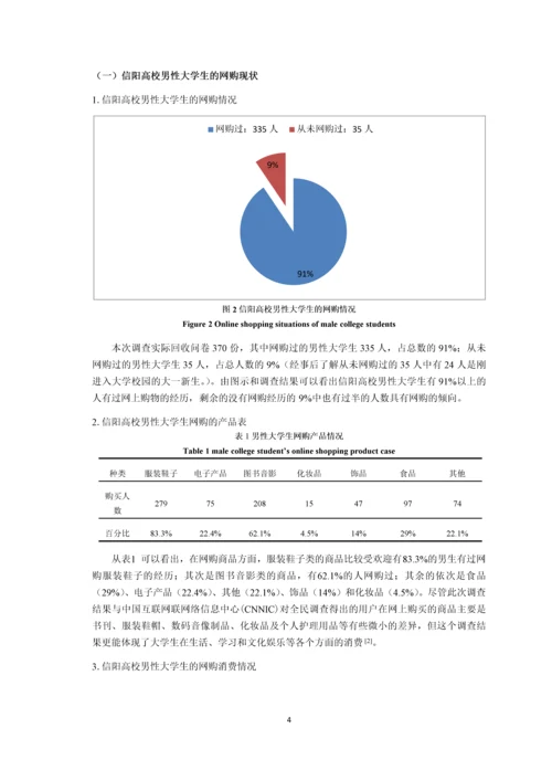 信阳高校男性大学生网购情况及影响因素的分析-市场营销毕业论文.docx