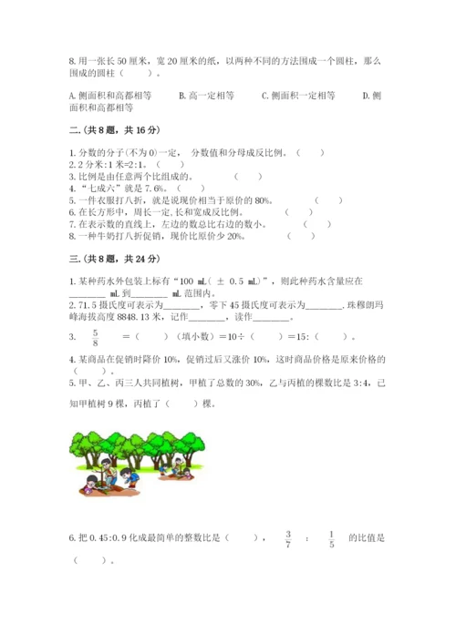 西师大版小升初数学模拟试卷及答案【典优】.docx