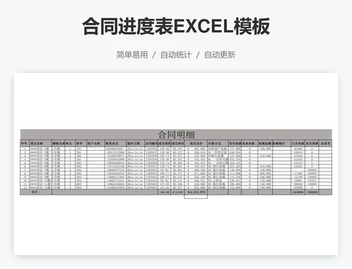 合同进度表EXCEL模板